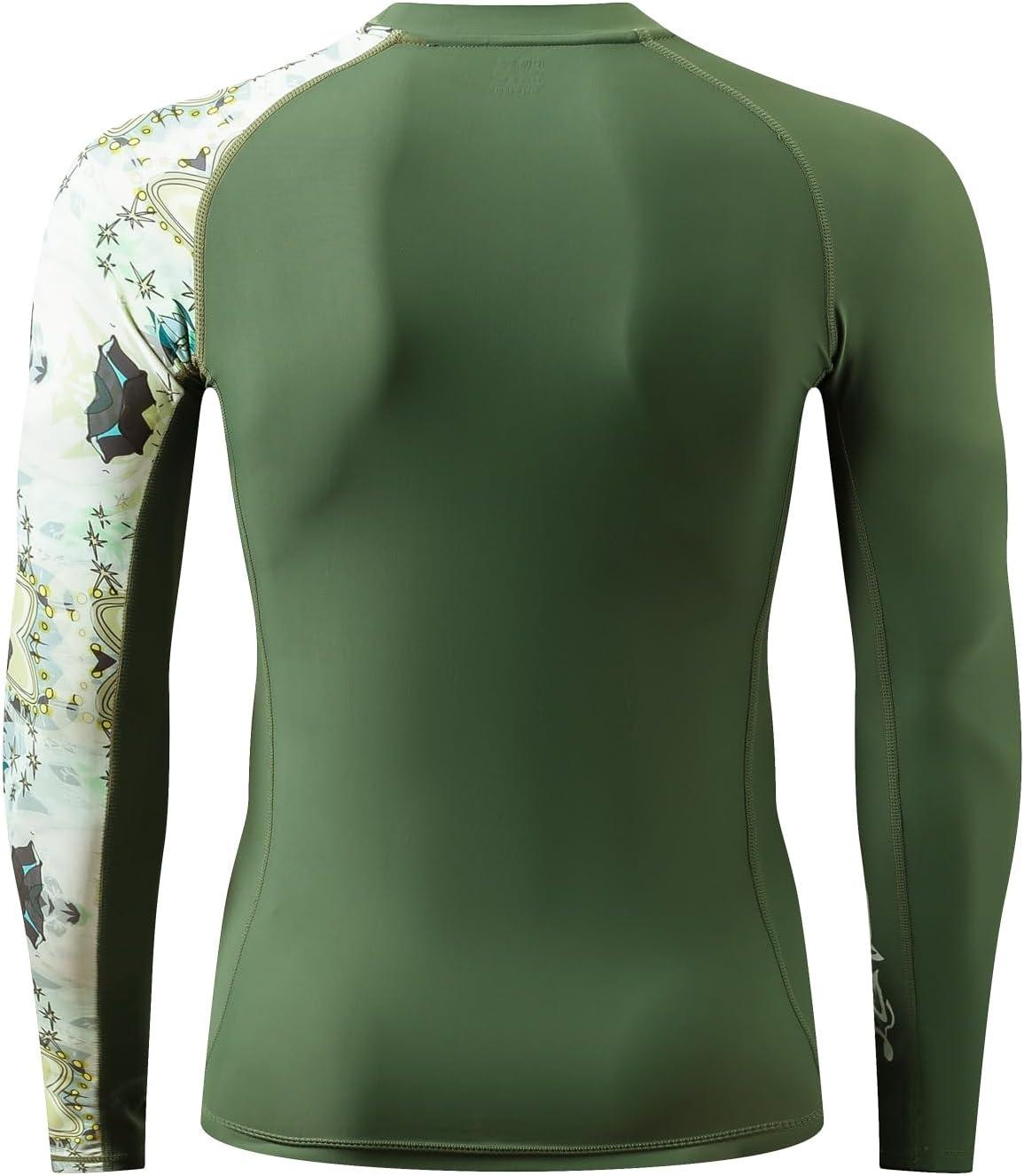 imageHUGE SPORTS Mens Rash Guard Long Sleeves UPF 50 UV Sun Protection Quick Drying Splice Compression Swim ShirtsAborigines