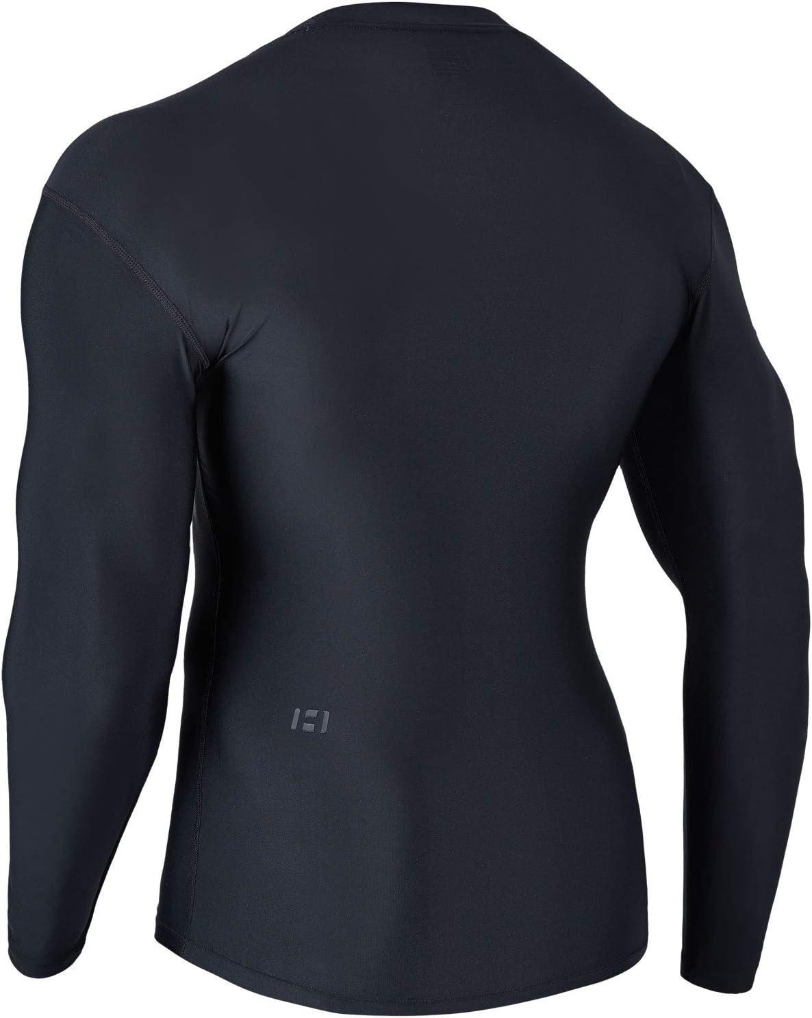 imageHUGE SPORTS Mens Rash Guard Long Sleeves UPF 50 UV Sun Protection Quick Drying Splice Compression Swim ShirtsBlack
