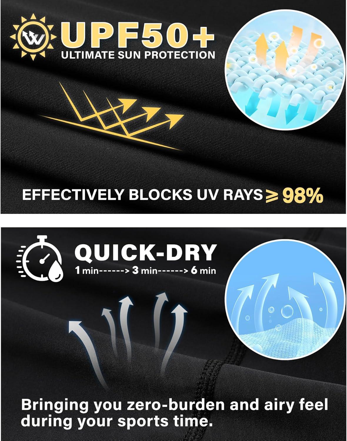 imageHUGE SPORTS Mens Rash Guard Long Sleeves UPF 50 UV Sun Protection Quick Drying Splice Compression Swim ShirtsBlack Water Wave