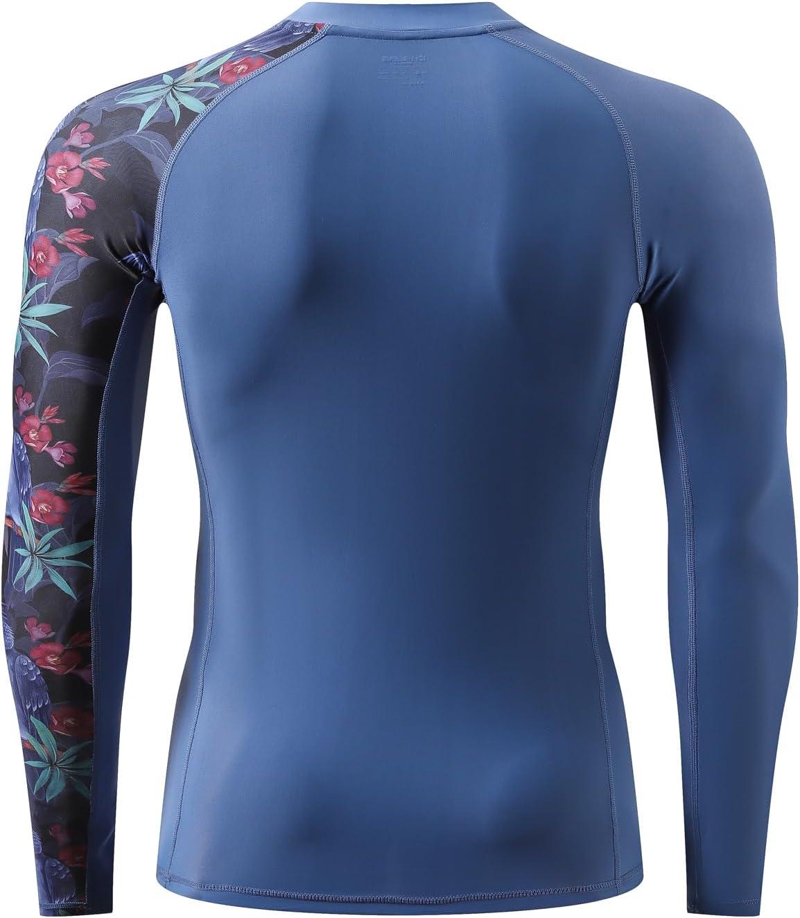 imageHUGE SPORTS Mens Rash Guard Long Sleeves UPF 50 UV Sun Protection Quick Drying Splice Compression Swim ShirtsBlue Bird