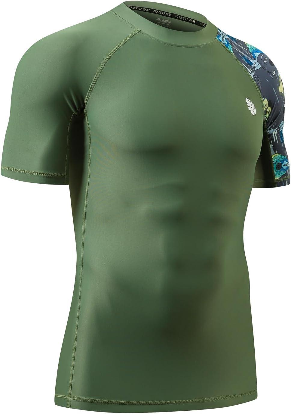 imageHUGE SPORTS Mens Splice UV Sun Protection UPF 50 Skins Rash Guard Short SleevesAborigines