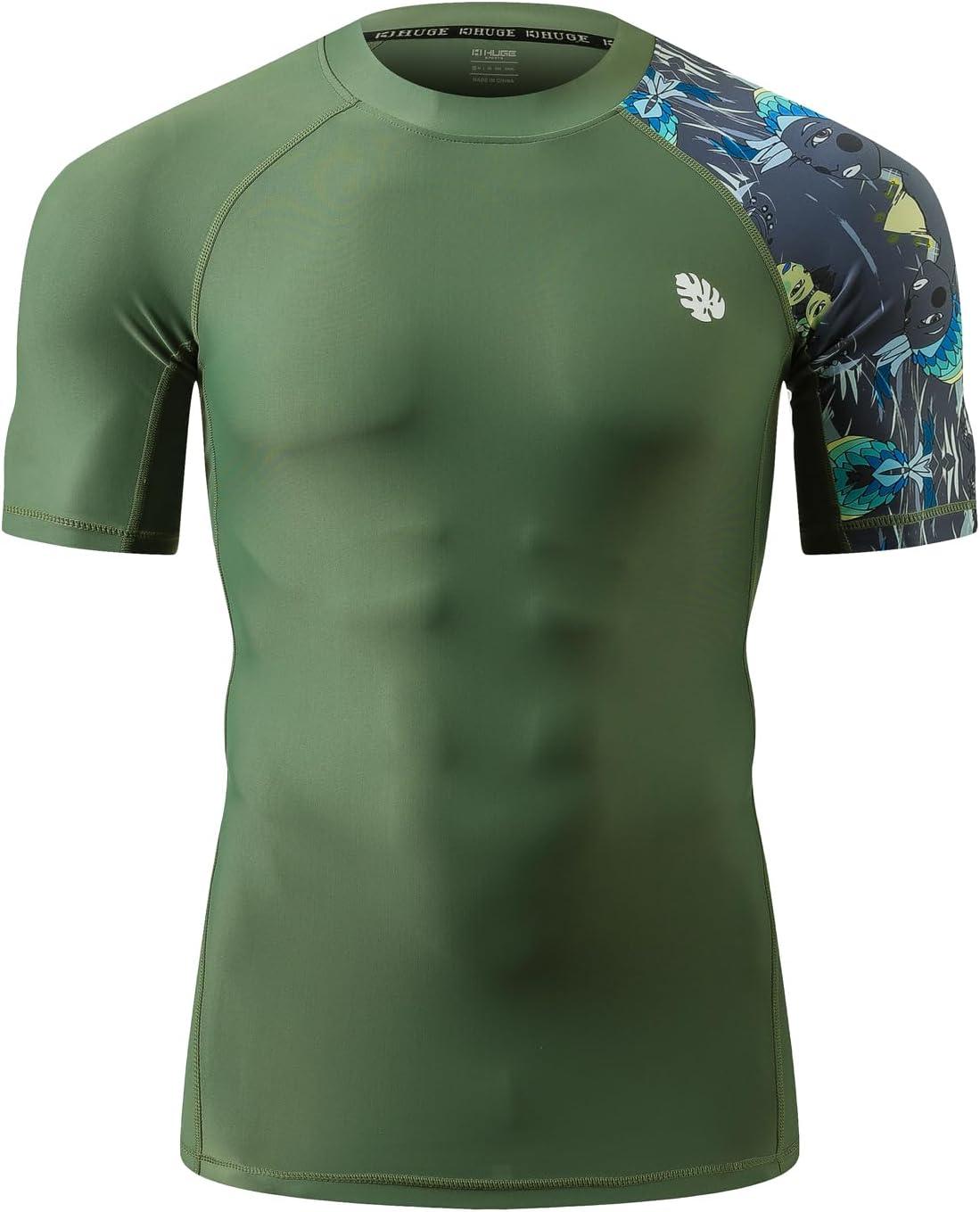 imageHUGE SPORTS Mens Splice UV Sun Protection UPF 50 Skins Rash Guard Short SleevesAborigines