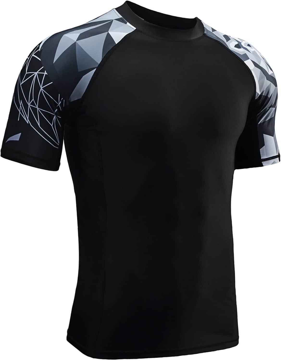 imageHUGE SPORTS Mens Splice UV Sun Protection UPF 50 Skins Rash Guard Short SleevesBear