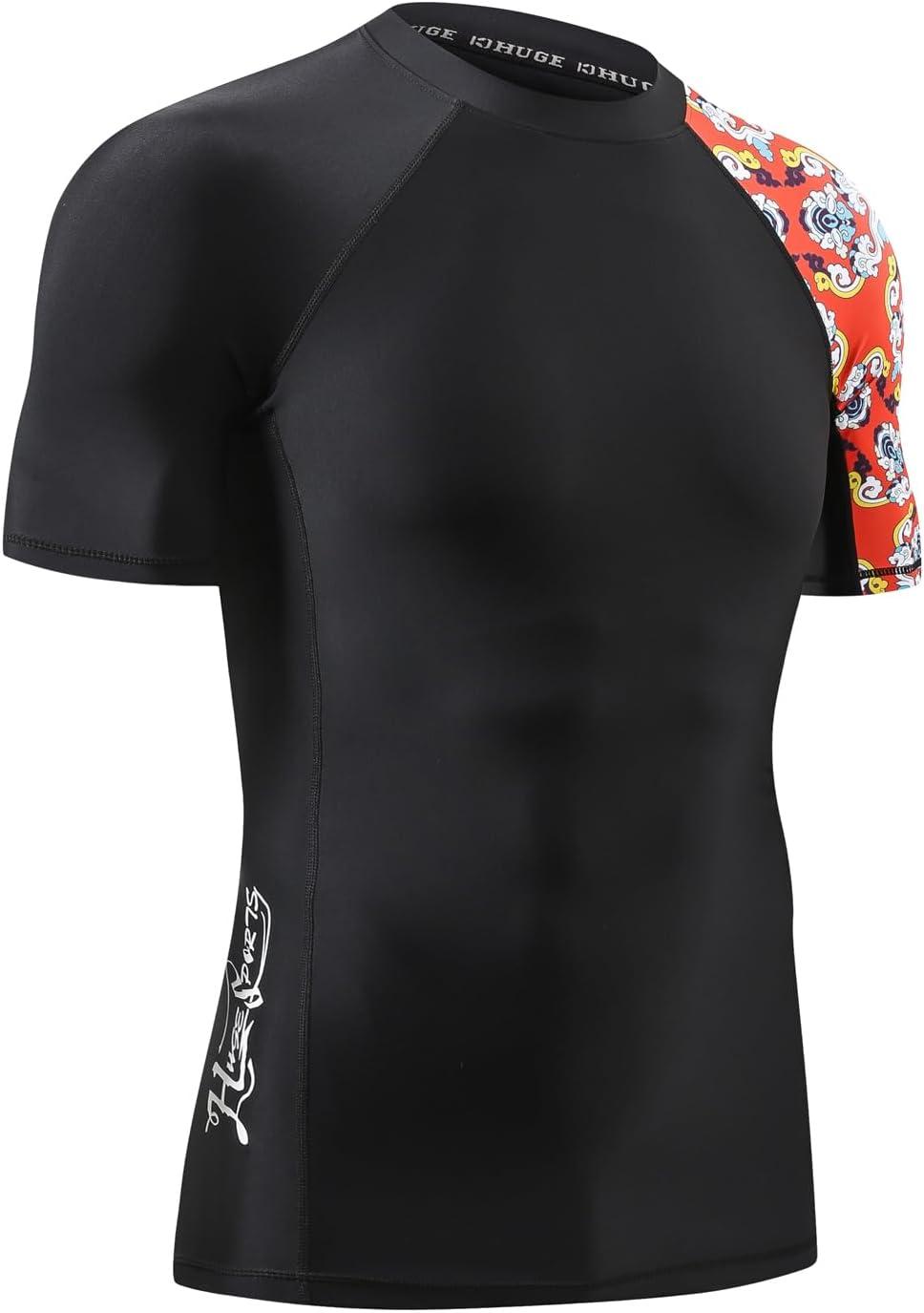 imageHUGE SPORTS Mens Splice UV Sun Protection UPF 50 Skins Rash Guard Short SleevesBee Together