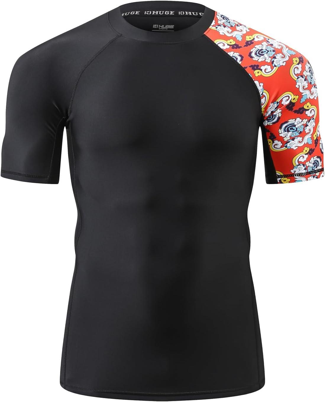 imageHUGE SPORTS Mens Splice UV Sun Protection UPF 50 Skins Rash Guard Short SleevesBee Together