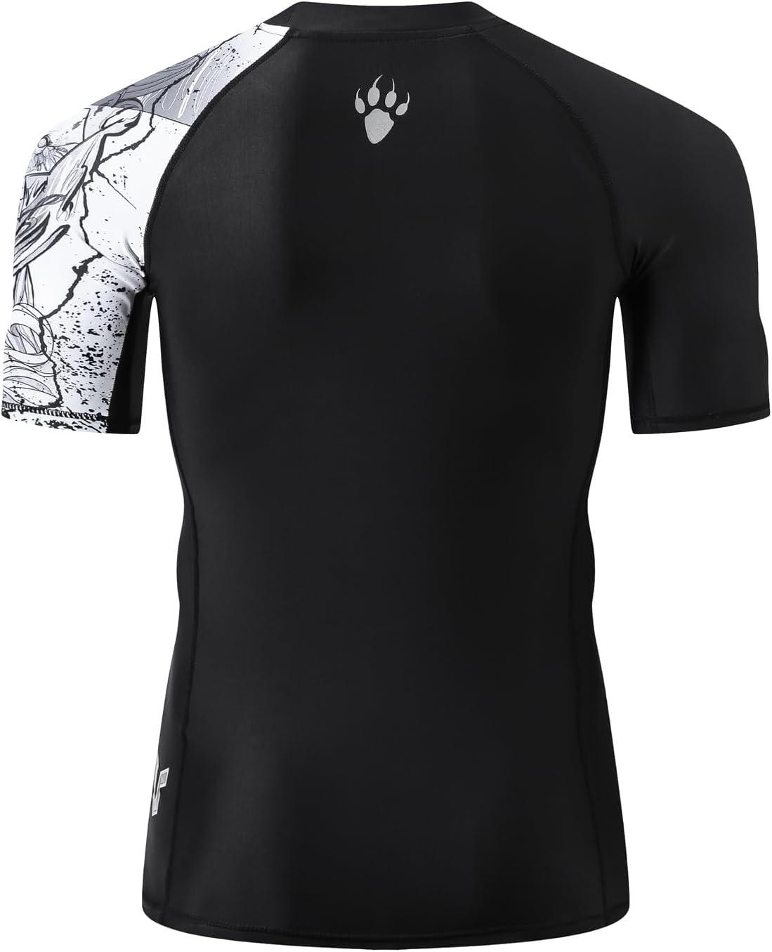 imageHUGE SPORTS Mens Splice UV Sun Protection UPF 50 Skins Rash Guard Short SleevesBlack Bear