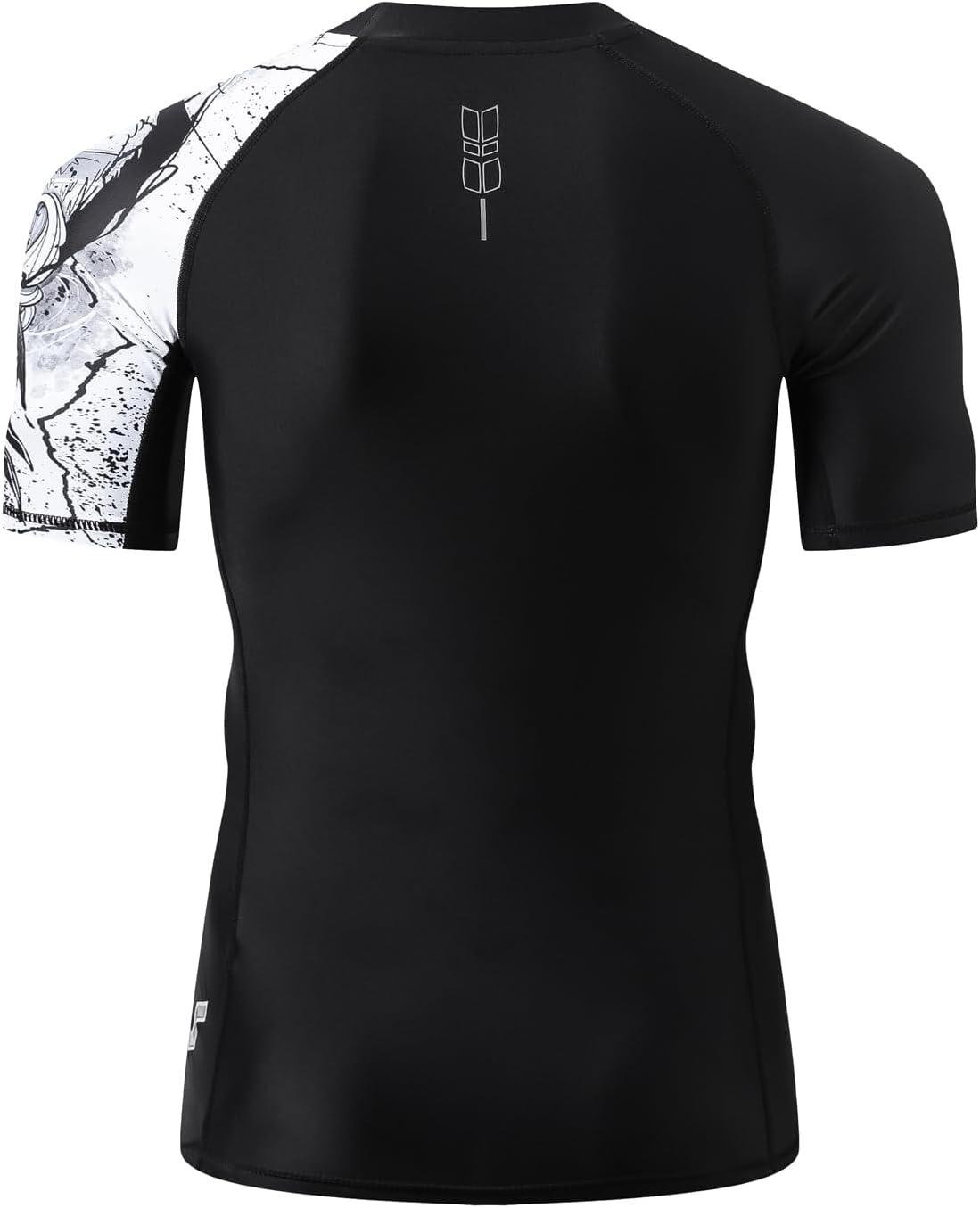 imageHUGE SPORTS Mens Splice UV Sun Protection UPF 50 Skins Rash Guard Short SleevesBlack Ealge