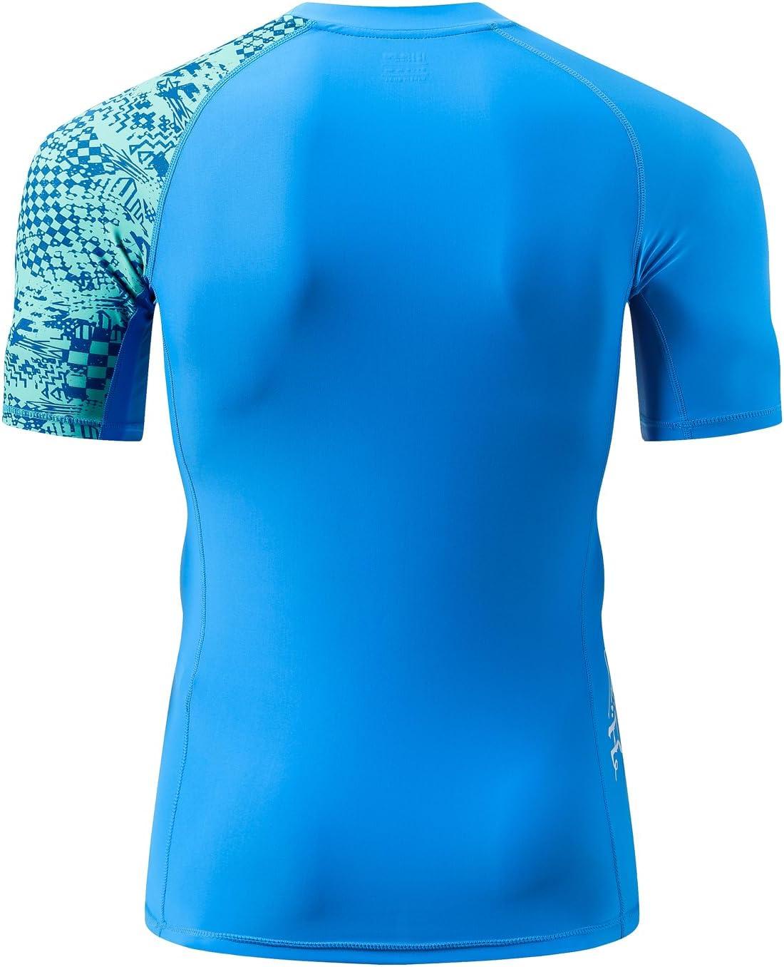 imageHUGE SPORTS Mens Splice UV Sun Protection UPF 50 Skins Rash Guard Short SleevesBlue Digital