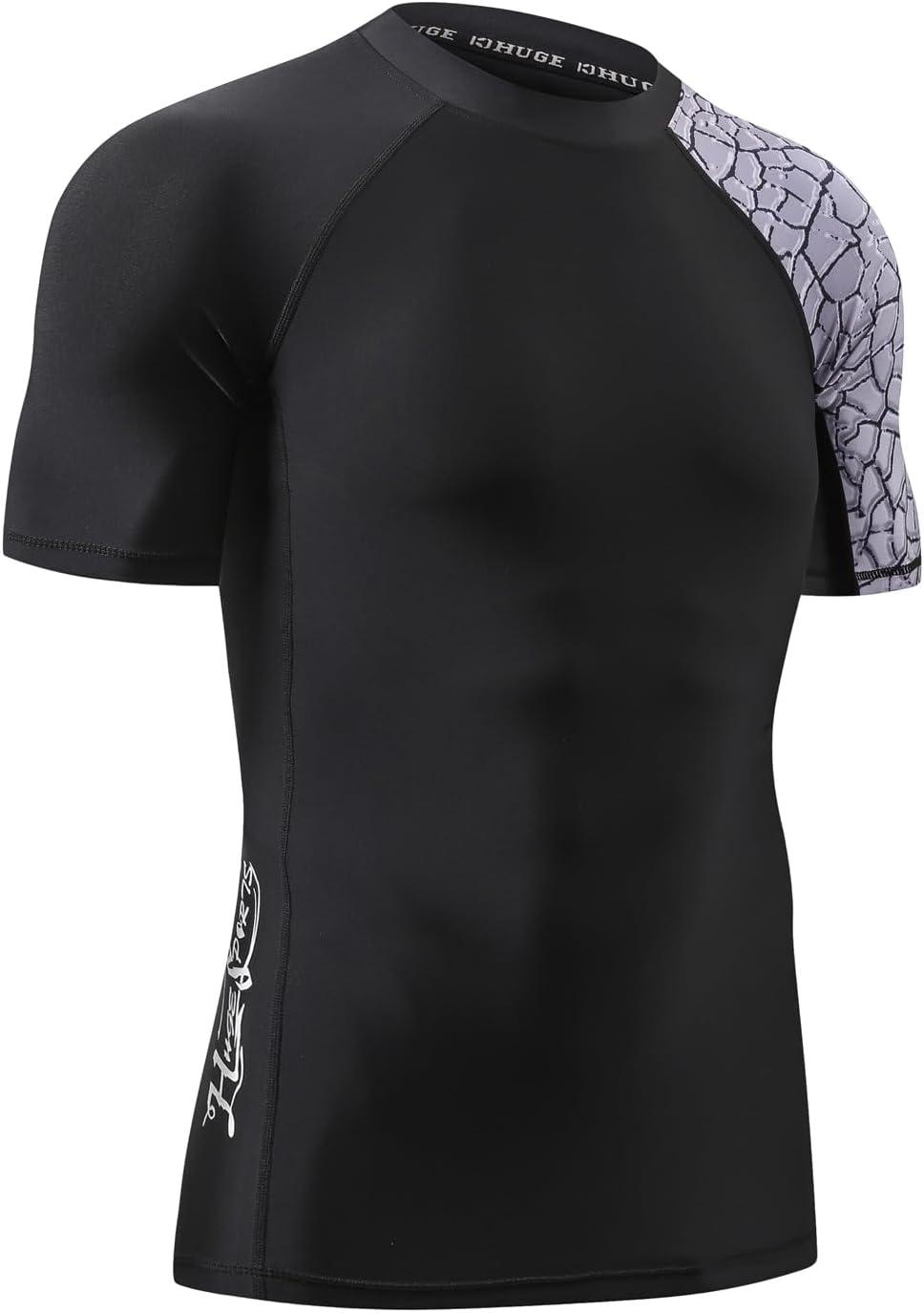 imageHUGE SPORTS Mens Splice UV Sun Protection UPF 50 Skins Rash Guard Short SleevesChapped