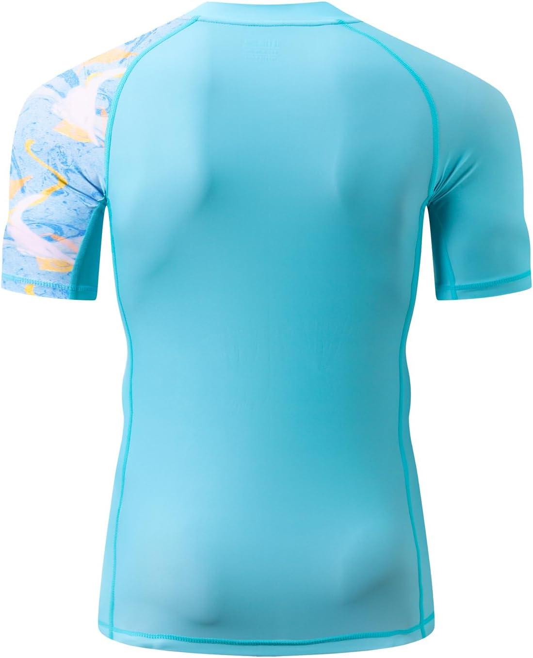 imageHUGE SPORTS Mens Splice UV Sun Protection UPF 50 Skins Rash Guard Short SleevesCloud Blue