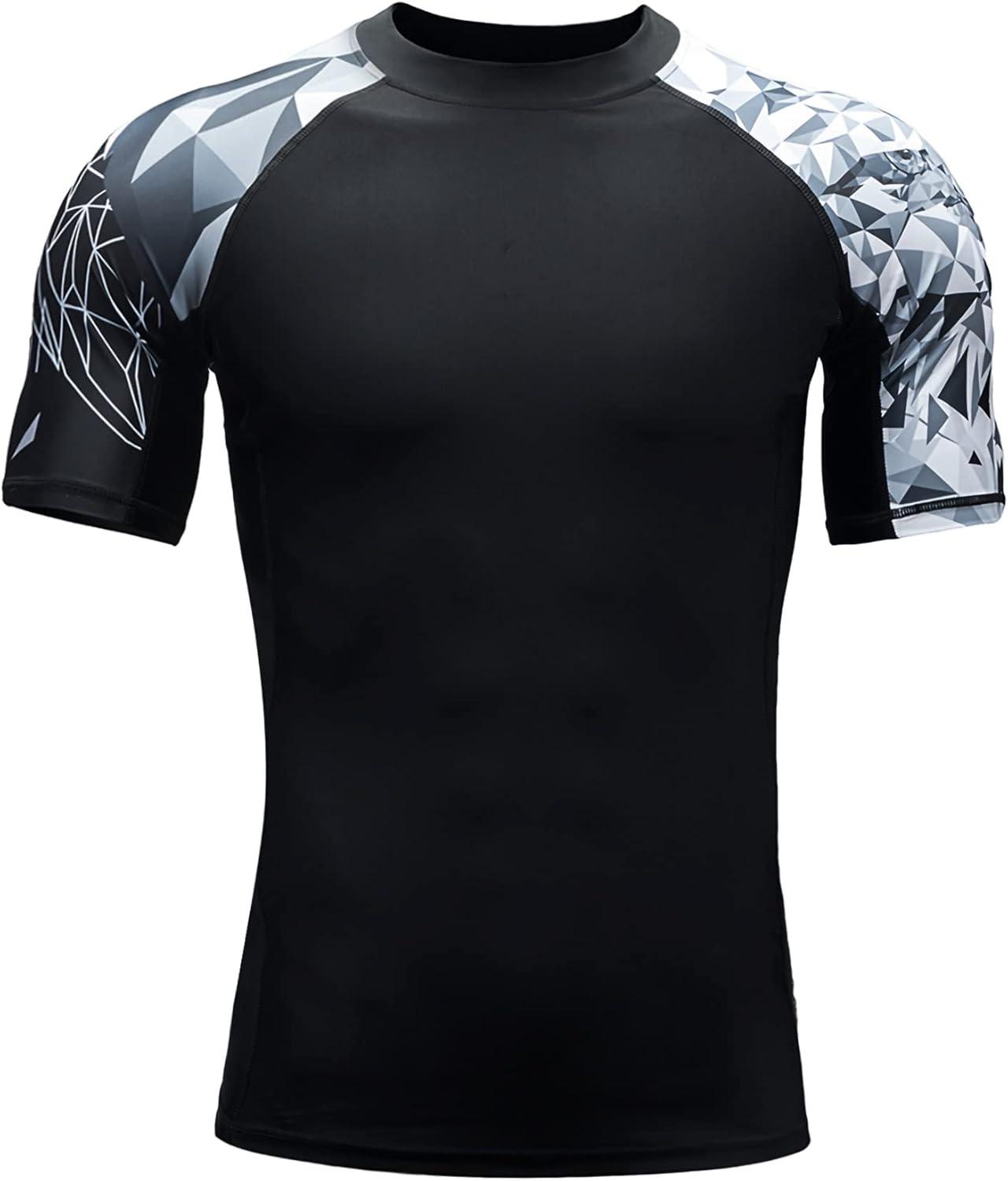 imageHUGE SPORTS Mens Splice UV Sun Protection UPF 50 Skins Rash Guard Short SleevesEagle