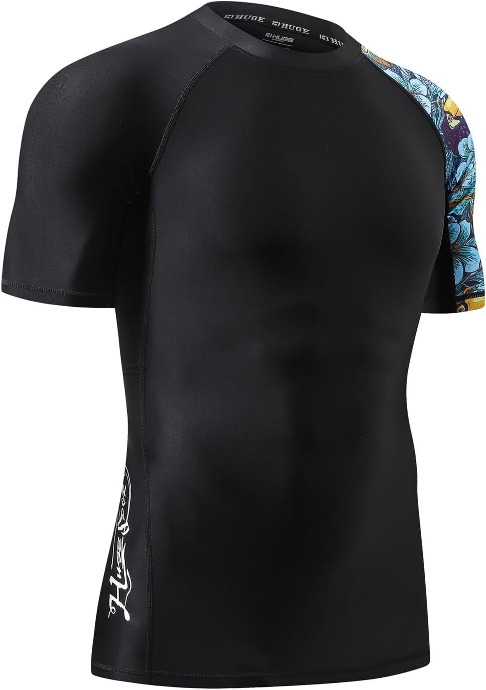 imageHUGE SPORTS Mens Splice UV Sun Protection UPF 50 Skins Rash Guard Short SleevesHeytoucan