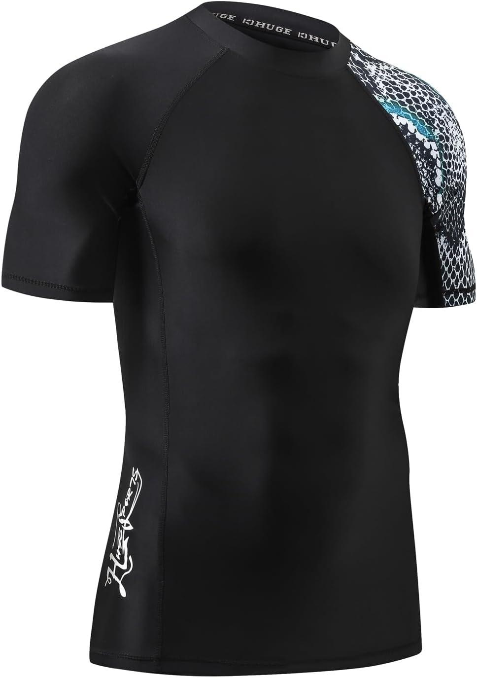 imageHUGE SPORTS Mens Splice UV Sun Protection UPF 50 Skins Rash Guard Short SleevesSnake Scale
