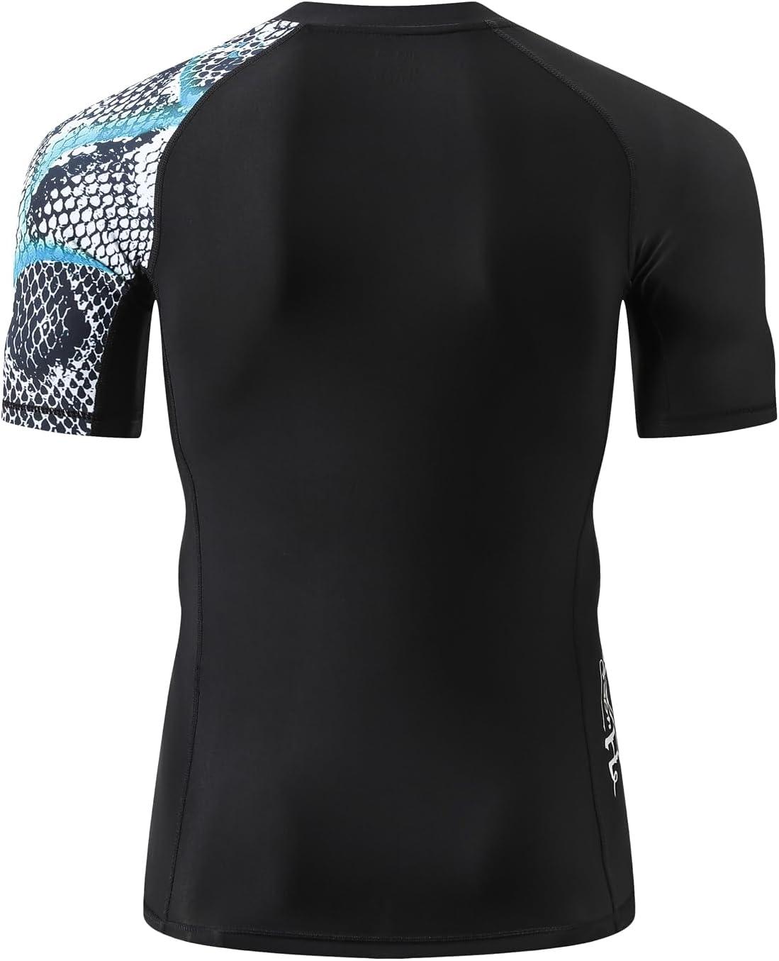 imageHUGE SPORTS Mens Splice UV Sun Protection UPF 50 Skins Rash Guard Short SleevesSnake Scale