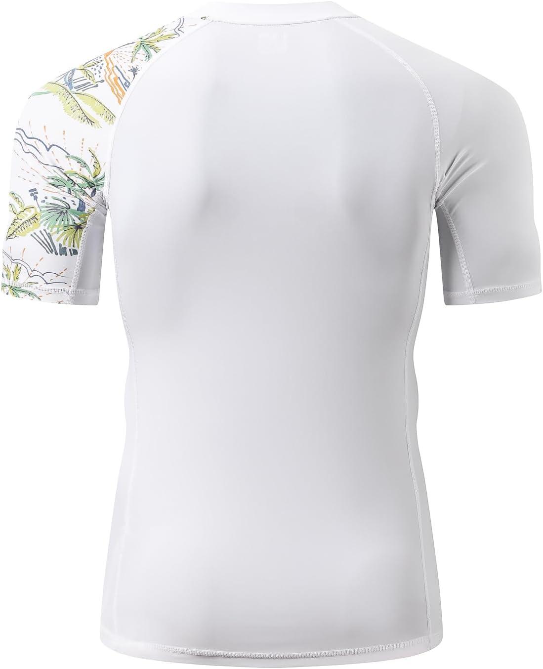 imageHUGE SPORTS Mens Splice UV Sun Protection UPF 50 Skins Rash Guard Short SleevesSunset White