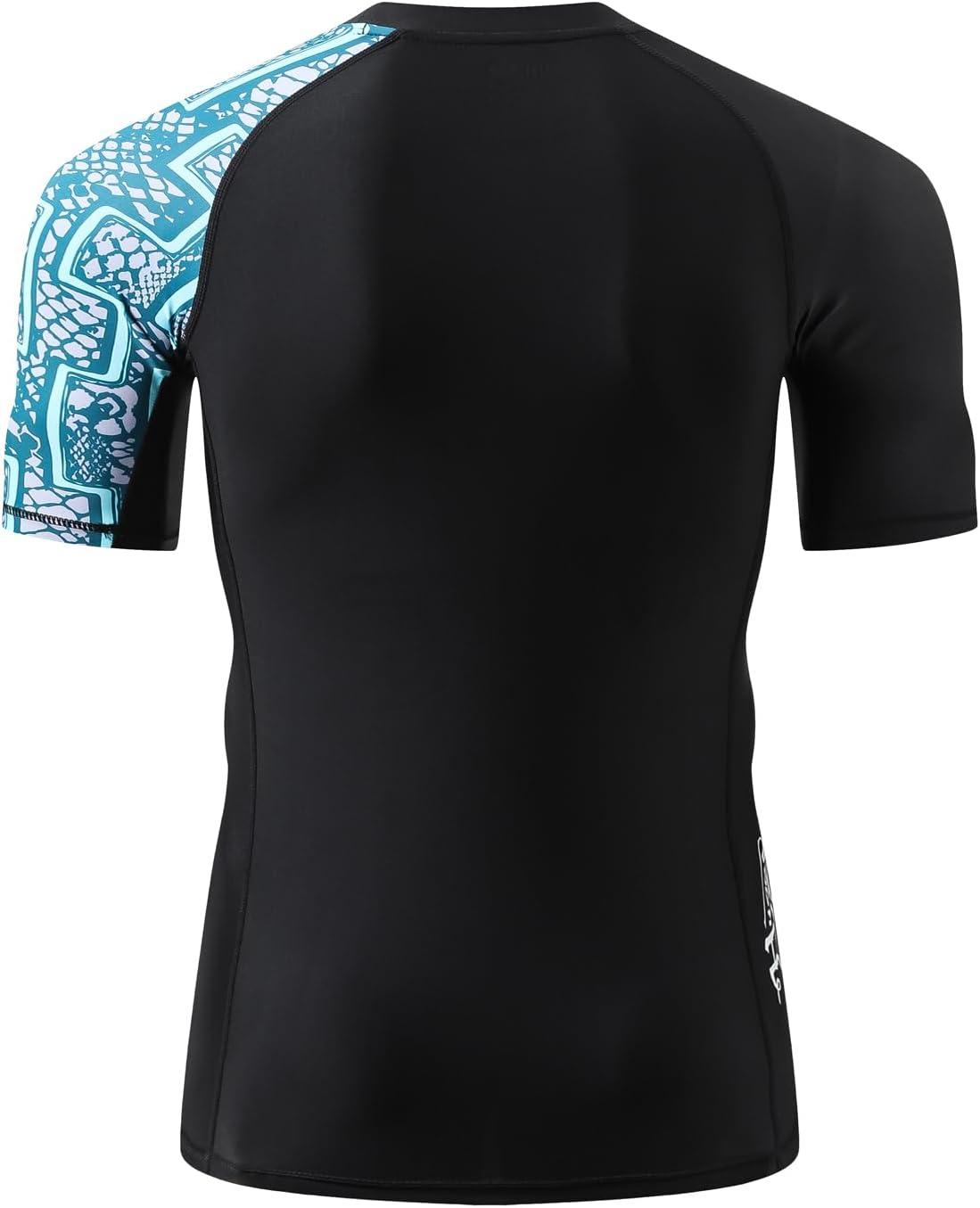 imageHUGE SPORTS Mens Splice UV Sun Protection UPF 50 Skins Rash Guard Short SleevesZigzag