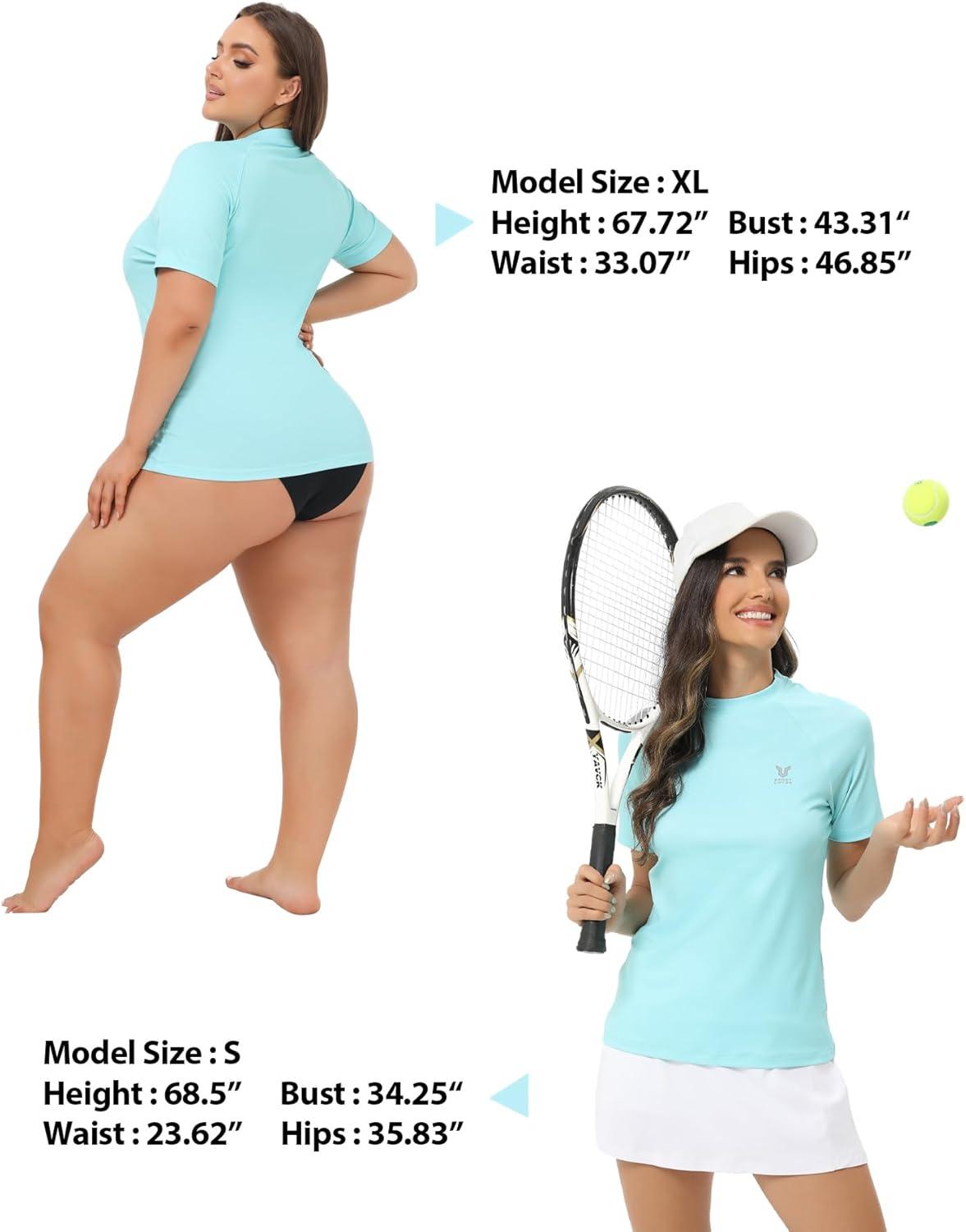 imageHUGE SPORTS Womens UPF 50 UV Protection Sun Shirts Short Sleeve Quick Dry Rash Guard Swim Gym Workout TopsLight Green