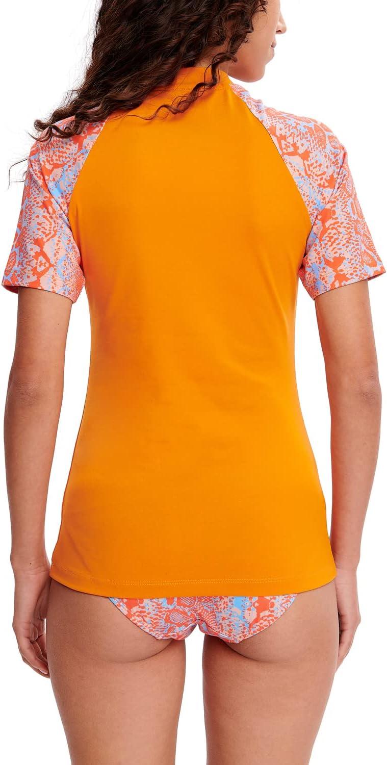 imageHUGE SPORTS Womens UPF 50 UV Protection Sun Shirts Short Sleeve Quick Dry Rash Guard Swim Gym Workout TopsOrange