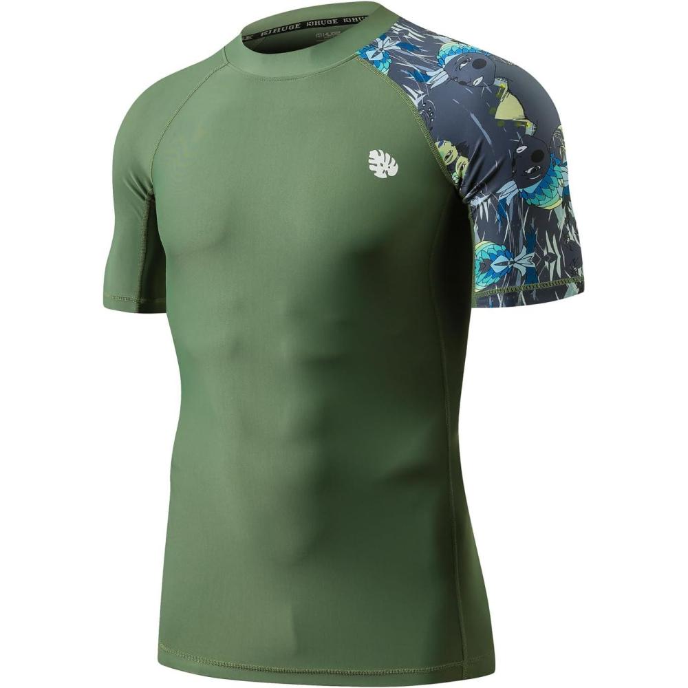 imageHUGE SPORTS Mens Splice UV Sun Protection UPF 50 Skins Rash Guard Short SleevesAborigines