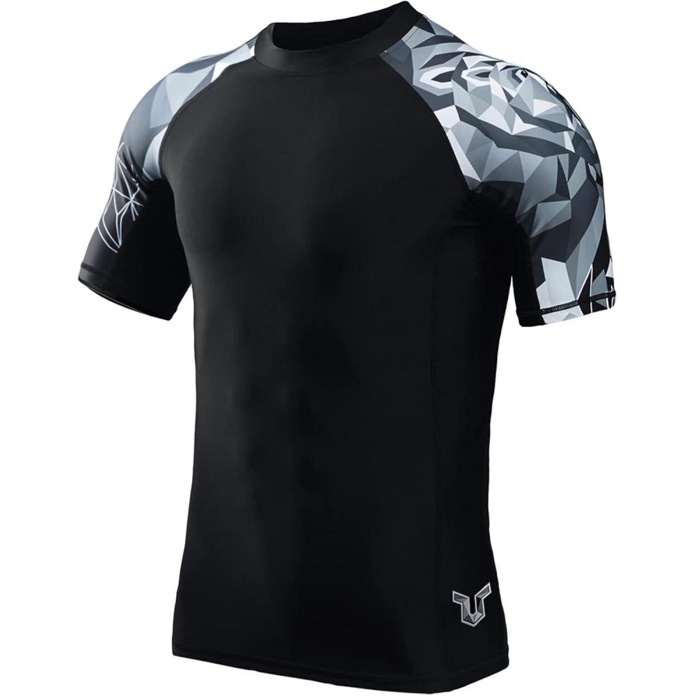 imageHUGE SPORTS Mens Splice UV Sun Protection UPF 50 Skins Rash Guard Short SleevesBear