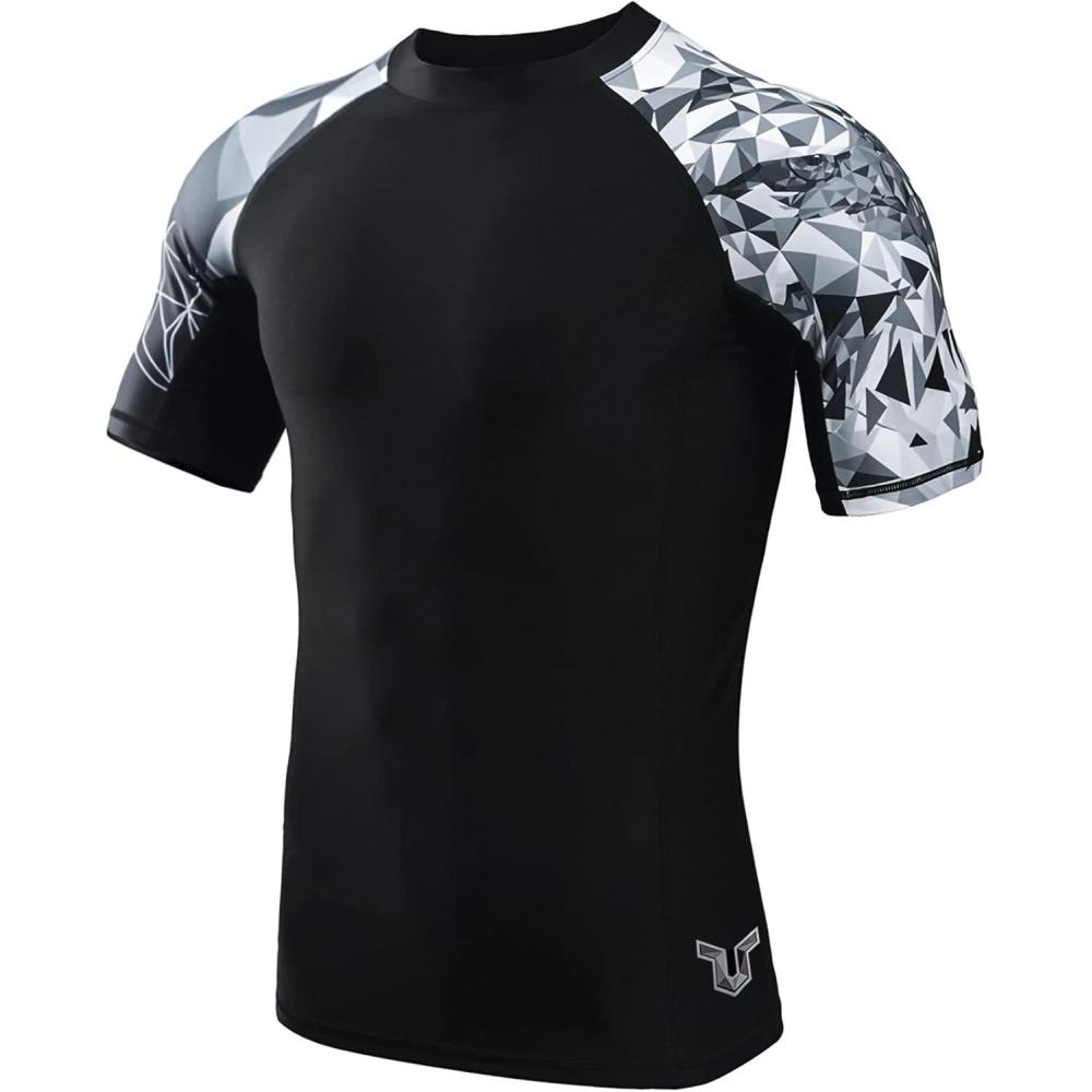 imageHUGE SPORTS Mens Splice UV Sun Protection UPF 50 Skins Rash Guard Short SleevesEagle