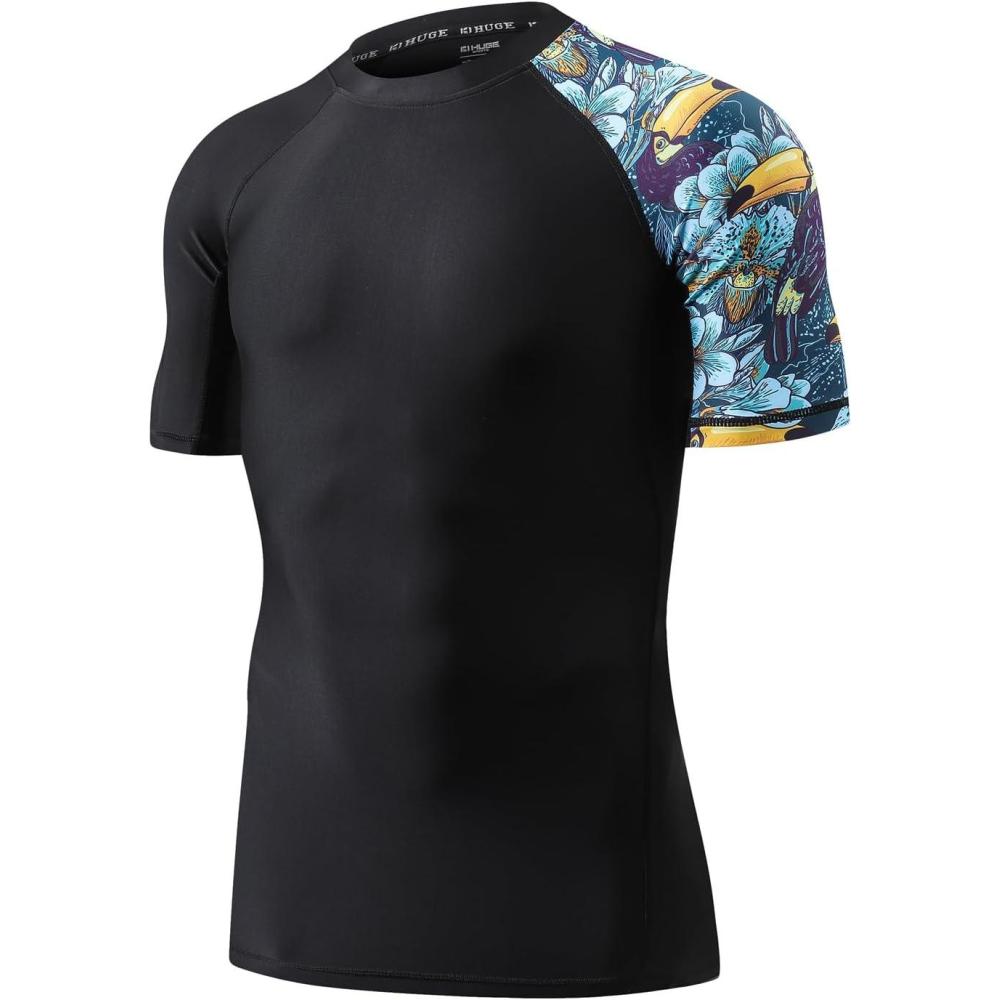 imageHUGE SPORTS Mens Splice UV Sun Protection UPF 50 Skins Rash Guard Short SleevesHeytoucan