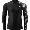 imageHUGE SPORTS Mens Rash Guard Long Sleeves UPF 50 UV Sun Protection Quick Drying Splice Compression Swim ShirtsBlack Water Wave