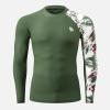 imageHUGE SPORTS Mens Rash Guard Long Sleeves UPF 50 UV Sun Protection Quick Drying Splice Compression Swim ShirtsGraffiti Green
