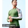 imageHUGE SPORTS Mens Rash Guard Long Sleeves UPF 50 UV Sun Protection Quick Drying Splice Compression Swim ShirtsGraffiti Green