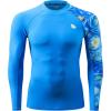 imageHUGE SPORTS Mens Rash Guard Long Sleeves UPF 50 UV Sun Protection Quick Drying Splice Compression Swim ShirtsPalace Blue