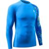 imageHUGE SPORTS Mens Rash Guard Long Sleeves UPF 50 UV Sun Protection Quick Drying Splice Compression Swim ShirtsPalace Blue
