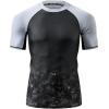 imageHUGE SPORTS Mens Splice UV Sun Protection UPF 50 Skins Rash Guard Short SleevesBlack Ripple