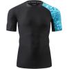 imageHUGE SPORTS Mens Splice UV Sun Protection UPF 50 Skins Rash Guard Short SleevesBlue Pictogram