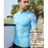 imageHUGE SPORTS Mens Splice UV Sun Protection UPF 50 Skins Rash Guard Short SleevesCloud Blue