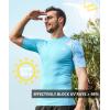 imageHUGE SPORTS Mens Splice UV Sun Protection UPF 50 Skins Rash Guard Short SleevesCloud Blue
