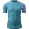 imageHUGE SPORTS Mens Splice UV Sun Protection UPF 50 Skins Rash Guard Short SleevesDream Blue