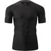 imageHUGE SPORTS Mens Splice UV Sun Protection UPF 50 Skins Rash Guard Short SleevesLogo Black