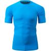 imageHUGE SPORTS Mens Splice UV Sun Protection UPF 50 Skins Rash Guard Short SleevesLogo Blue