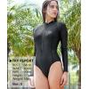 imageHUGE SPORTS Womens One Piece Swimsuits Long Sleeve Rash Guard Shirts Swim Bathing Suit with PaddingBlack