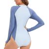 imageHUGE SPORTS Womens One Piece Swimsuits Long Sleeve Rash Guard Shirts Swim Bathing Suit with PaddingBlue