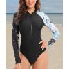 imageHUGE SPORTS Womens One Piece Swimsuits Long Sleeve Rash Guard Shirts Swim Bathing Suit with PaddingLion