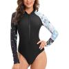 imageHUGE SPORTS Womens One Piece Swimsuits Long Sleeve Rash Guard Shirts Swim Bathing Suit with PaddingLion
