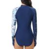imageHUGE SPORTS Womens One Piece Swimsuits Long Sleeve Rash Guard Shirts Swim Bathing Suit with PaddingNavy Wolf