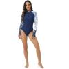 imageHUGE SPORTS Womens One Piece Swimsuits Long Sleeve Rash Guard Shirts Swim Bathing Suit with PaddingNavy Wolf