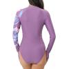 imageHUGE SPORTS Womens One Piece Swimsuits Long Sleeve Rash Guard Shirts Swim Bathing Suit with PaddingPurple Cobra