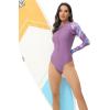 imageHUGE SPORTS Womens One Piece Swimsuits Long Sleeve Rash Guard Shirts Swim Bathing Suit with PaddingPurple Cobra