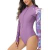imageHUGE SPORTS Womens One Piece Swimsuits Long Sleeve Rash Guard Shirts Swim Bathing Suit with PaddingPurple Cobra