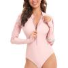 imageHUGE SPORTS Womens One Piece Swimsuits Long Sleeve Rash Guard Shirts Swim Bathing Suit with PaddingWolf