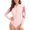 imageHUGE SPORTS Womens One Piece Swimsuits Long Sleeve Rash Guard Shirts Swim Bathing Suit with PaddingWolf
