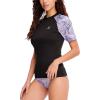 imageHUGE SPORTS Womens UPF 50 UV Protection Sun Shirts Short Sleeve Quick Dry Rash Guard Swim Gym Workout TopsBlack